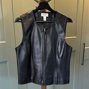 Talbots Black Leather Vest 12P